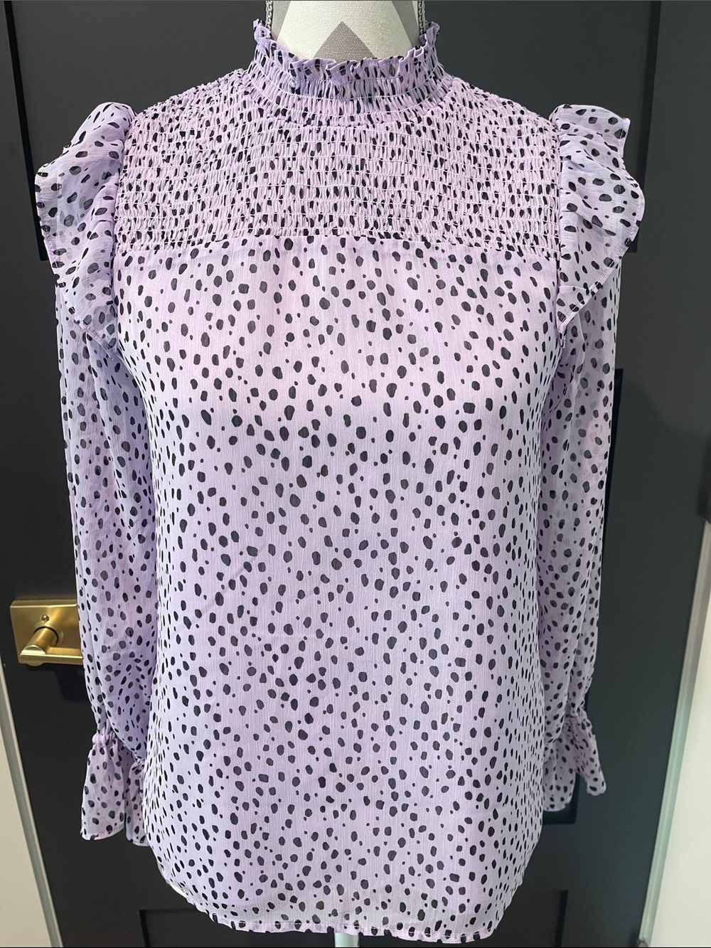 Banana Republic Lavender Smocked High Neck Blouse Size XS
